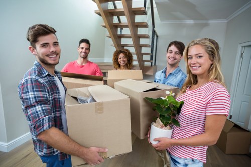 Removal team planning a house move in Kennington streets