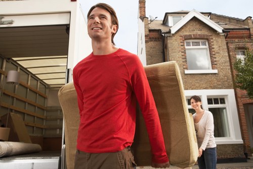 Household items and packing materials prepared for a Kennington home move